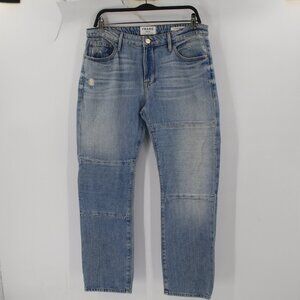 Frame Denim Jeans Womens 28 32x27 Le Grand Garcon Patchwork Distressed Mid Rise